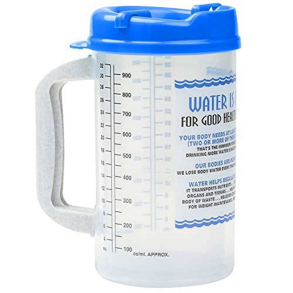Water Essentials Tracking Hospital Mug for Daily Intake Measuring with  Straw, 32 oz Swivel Lid (Pearl Blue)