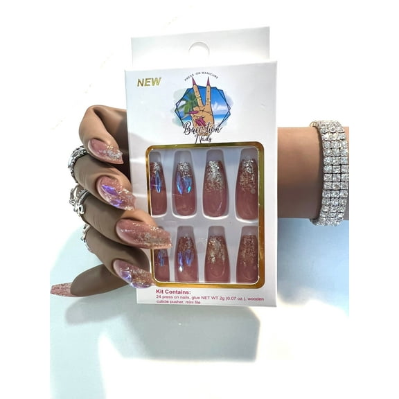 Water Falls l crystal press on nails