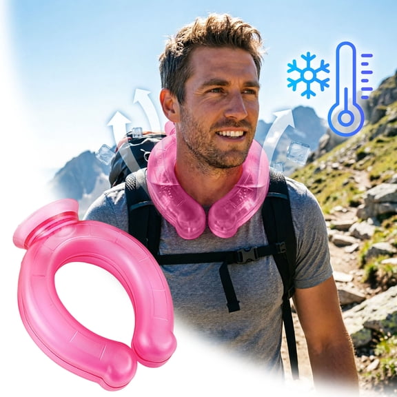Water Filled Cooling Neck Ring Pvc Instant Cold Neck Wrap Anti Slip Chill Neck Collar For Running Cycling Hiking Camping(Pink-22Cm)