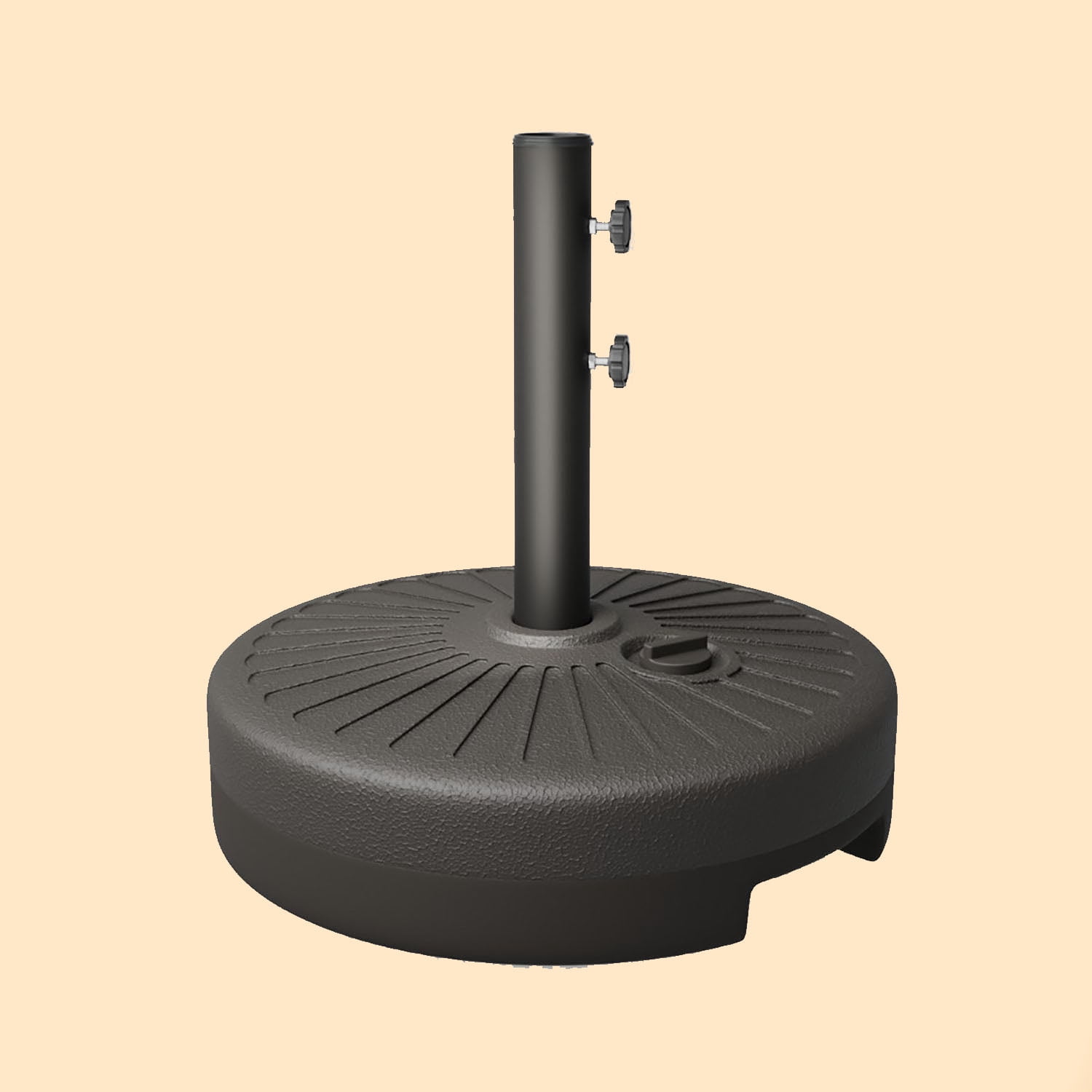 Water Filled Patio Umbrella Base Heavy Duty HDPE Outdoor Umbrella Stand with Dual Locking Knobs, Weather Resistant Holder, Black