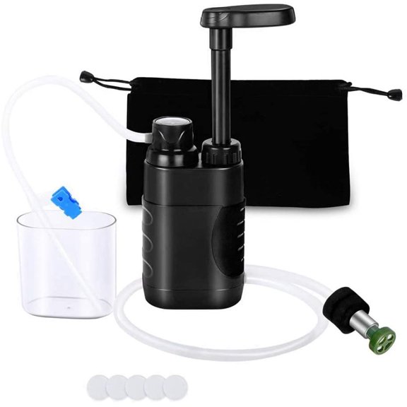 Water Filter 5000L Portable Camping Table Water Filter Removes 0.01 Micron Thick Virus Heavy Metal with Storage Bag for Outdoor Emergencies, Camping, Hiking-black