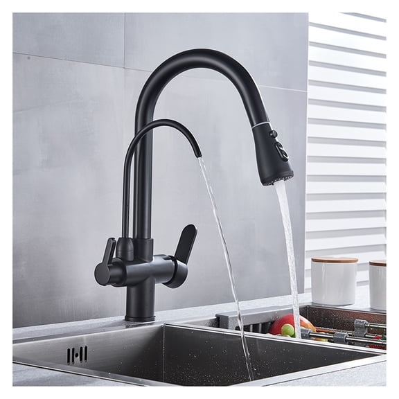 Water Filter Faucet Kitchen Faucets Dual Handle Filter Faucet Mixer 360 Degree Rotation Water Purification Feature Taps