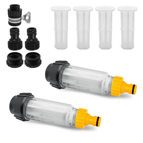 Water Filter Garden Hose Set 2 Piece 3/4 Inch Pre-Filter Garden with 5 Quick Adapter + 4 Filter Insert Water Filter