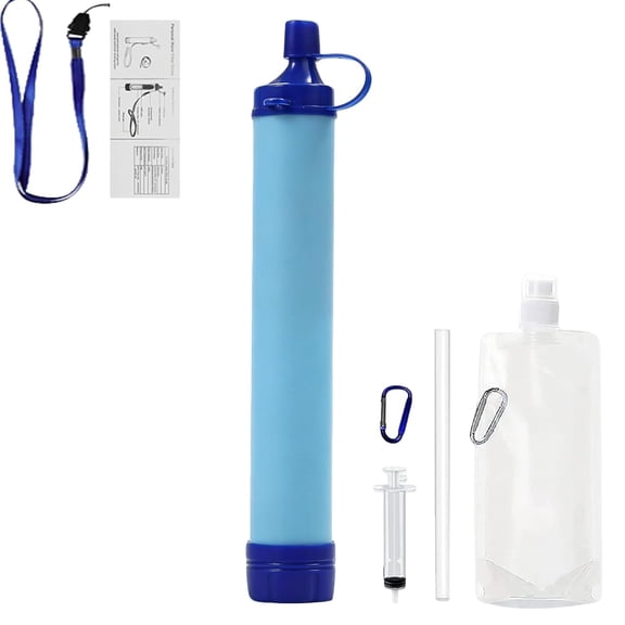 Water Filter, Portable Survival Straw Purifier for Emergency, Hiking, Camping & Travel - Personal Drinking Water Filtration System Gear