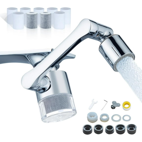 Water Filter for Sink Faucet Extender Aerator, Reduce Chlorine 1080? Rotating 2 Modes Attachment for kitchen/Bathroom/, 9 count Filter (Aerator1080)