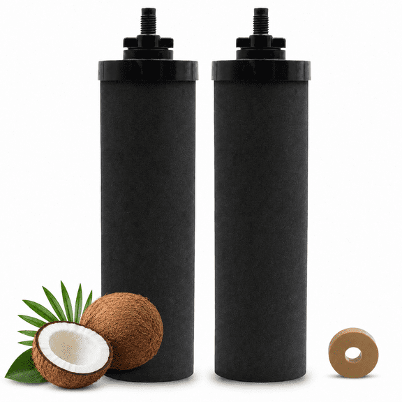 2 Pack Replacement Water Filter Cartridges Compatible with Berkey, Black Water Purification Filters for BB9-2 Gravity Filtration Units