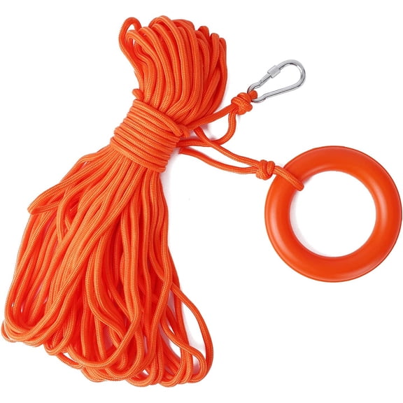 Water Floating Lifesaving Rope 98.4FT, Outdoor Professional Throwing Rope Rescue Lifeguard Lifeline with Bracelet/Hand Ring for Swimming Boating Fishing 800KG Capacity