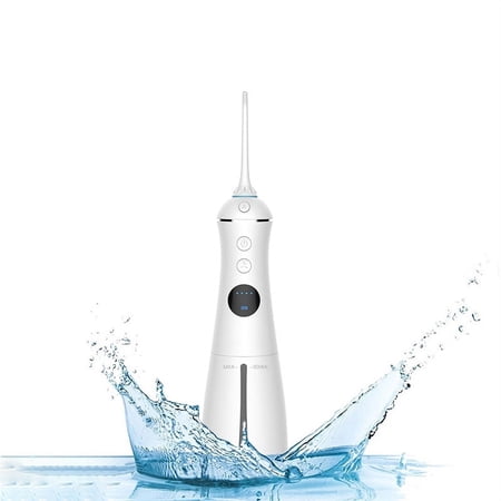 Water Flosser 6-Mode Cordless Portable Oral Irrigator with Intelligent Display Powerful Dental Spray Floss, Open Detachable Water Tank Tooth Whitening and Cleaning Suitable for Family Travel Use White