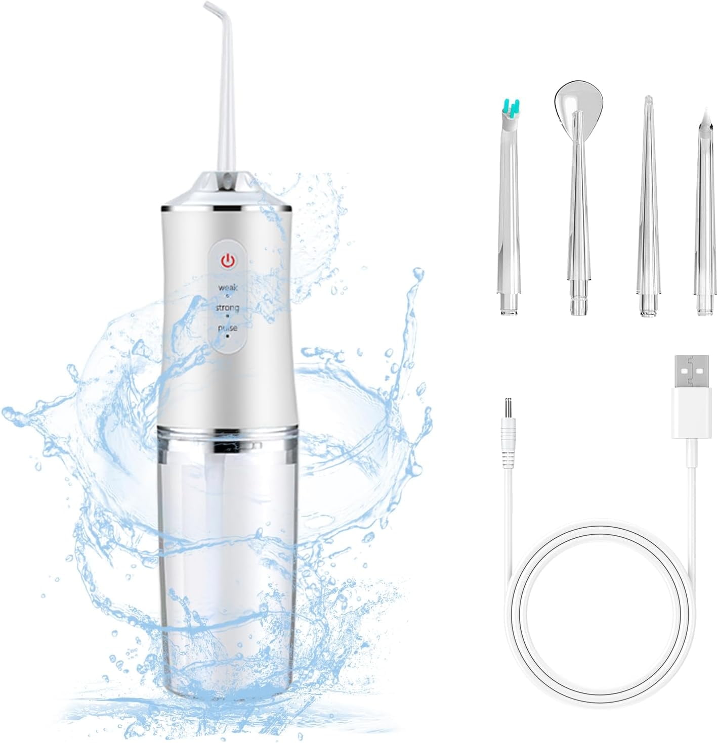 Water Flosser Cordless Water Pick for Teeth 3 Modes 4 Jet Tips Cleaning