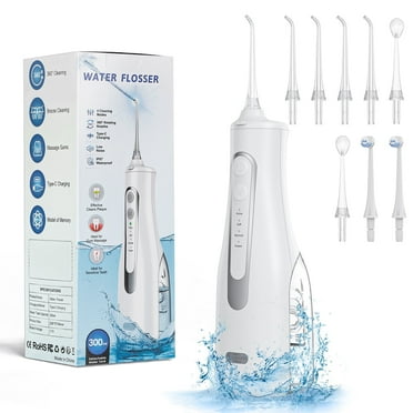 Water Flosser with Large Capacity 300ML Tank, Rechargeable Portable Oral Irrigator Teeth Cleaner, Professional Water Flosser for Home and Travel, Rechargeable Electric  Water Flosser with 8 Jets