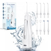 Cshidworld Water Flosser with Large Capacity 300ML Tank, Rechargeable Portable Oral Teeth Cleaner, Professional Water Flosser for Home and Travel, Rechargeable Electric Water Flosser with 8 Jets