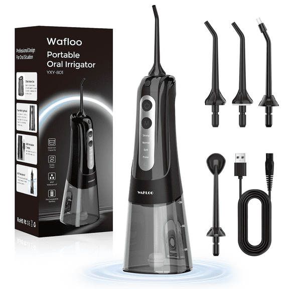 Water Flosser for Teeth Cordless: 4 Jet Tips 4 Modes Oral Irrigator Portable, 300ML Tank USB Rechargeable IPX7 Waterproof Water Flossing for Adults Teeth Cleaning Home and Travel