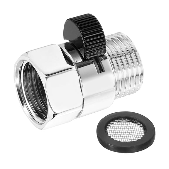 Water Flow Control Valve, 1 PCS G1/2" Shower Head Shut Off Valve, Brass Water Pressure Regulator (SilverBlack)