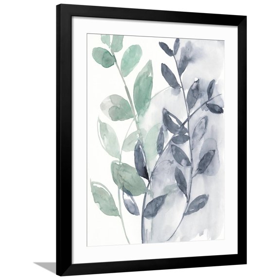 Art.com Water Flow Leaves I Art Print by Jennifer Goldberger, Black Frame Wall Art, 32" x 40"
