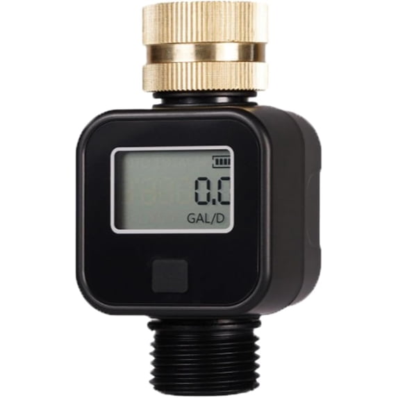 Water Flow Meter for RV with Brass Inlet, Digital Hose Water Meter with 4 Measurement Modes, Gallon Liter Usage and Flow Rate for Garden Hose and Tank Filling