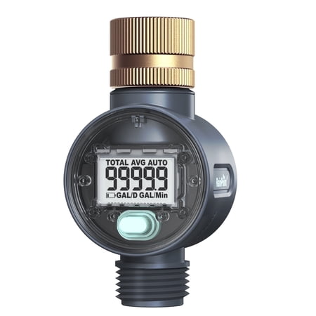RainPoint Digital Flow Meter with Brass Inlet and LCD,Water Meter for RV Tank Filling,Garden Watering & Lawn Sprinkler,Track Usage & Flow Rate,ICS518