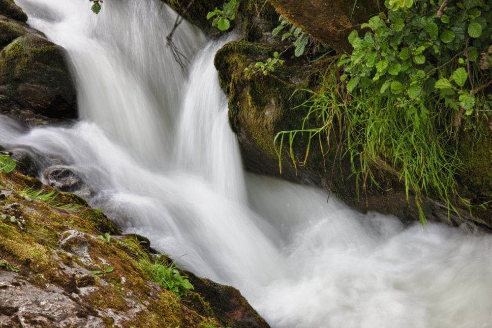Water Flowing Over Rocks Hawick Scottish Borders Scotland Canvas Art - John Short Design Pics (38 x 24)