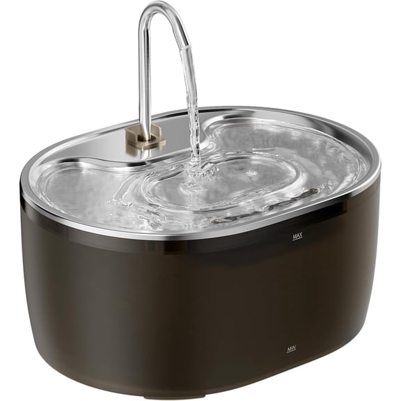 Water Fountain, 3.2L Automatic  Fountains for Drinking with Faucet Design,  Silent Pet Drinking Dispenser with Water Level for Cats, Dogs, Multiple Pets (Black, 3.2L)