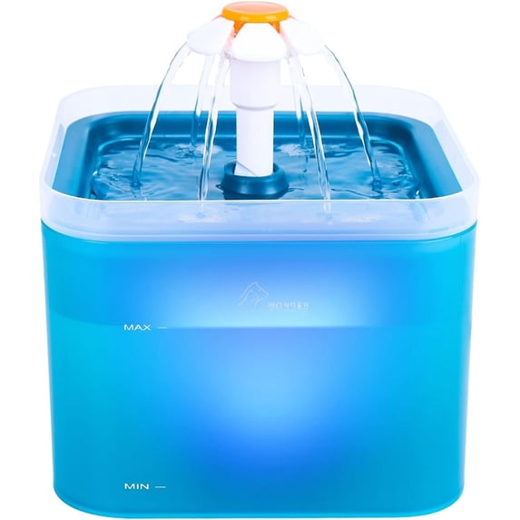 Water Fountain, 67oz/2L Automatic  Drinking Fountain, Pet Water Dispenser with LED Light and Filter for Cats and Small Dogs (Green)