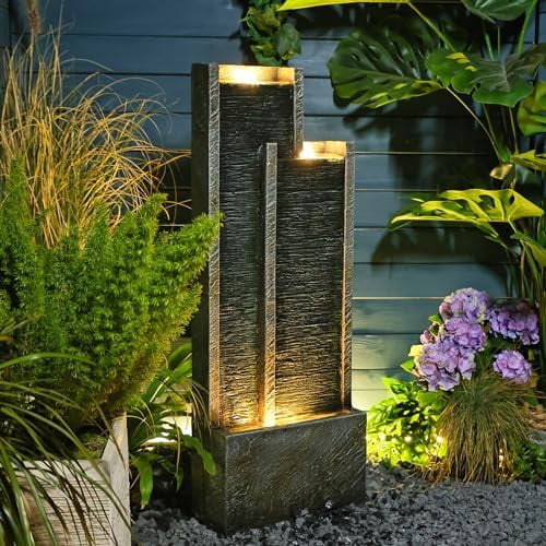 Water Fountain Outdoor Garden- 35.43 Inches Square Outdoor Water ...