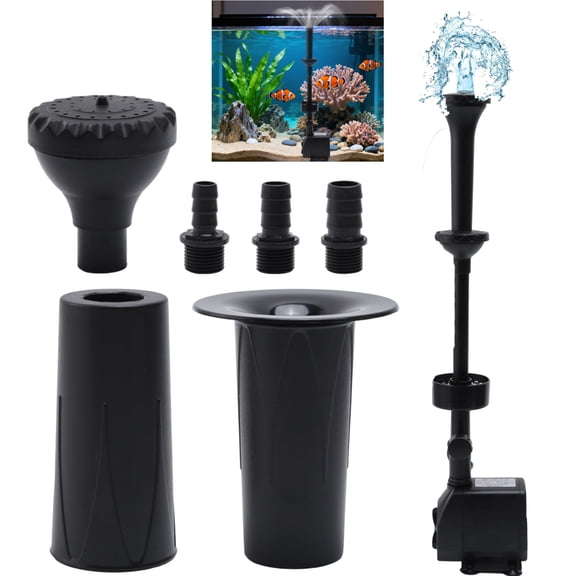 Water Fountain Pump Kit with LED Light, 3-in-1 Quiet Adjustable Water Pump Indoor Outdoor,Mushroom and Blossom Spray Head for Fountain For Ponds, Aquariums, Fish Tanks, Water Features,Black,45 W