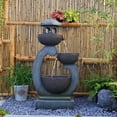 thumbnail image 1 of Water Fountain Tranquil Zen Pagoda Waterfalls Fountains Bowl with LED Lights for Patio Yard Porch Pool Decor, 1 of 4