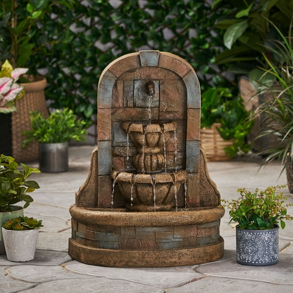 Water Fountains 29" High BAGWELL FOUNTAIN Outdoor Weather Resistant Floor Fountain,Stone Gray,Outdoor Water Fountains