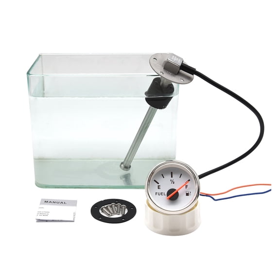 Water Fuel Level Sensor 0-190ohm 240-33ohm 0-5V With Fuel Level Gauge 52MM Red Backlight For Car Boat Marine Truck ,Easy to Install