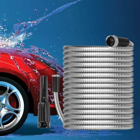Water Garden Hose 75 ft, Stainless Steel Water Hose Flexible Lightweight Garden Hose Collapsible and No Kink Water Pipe