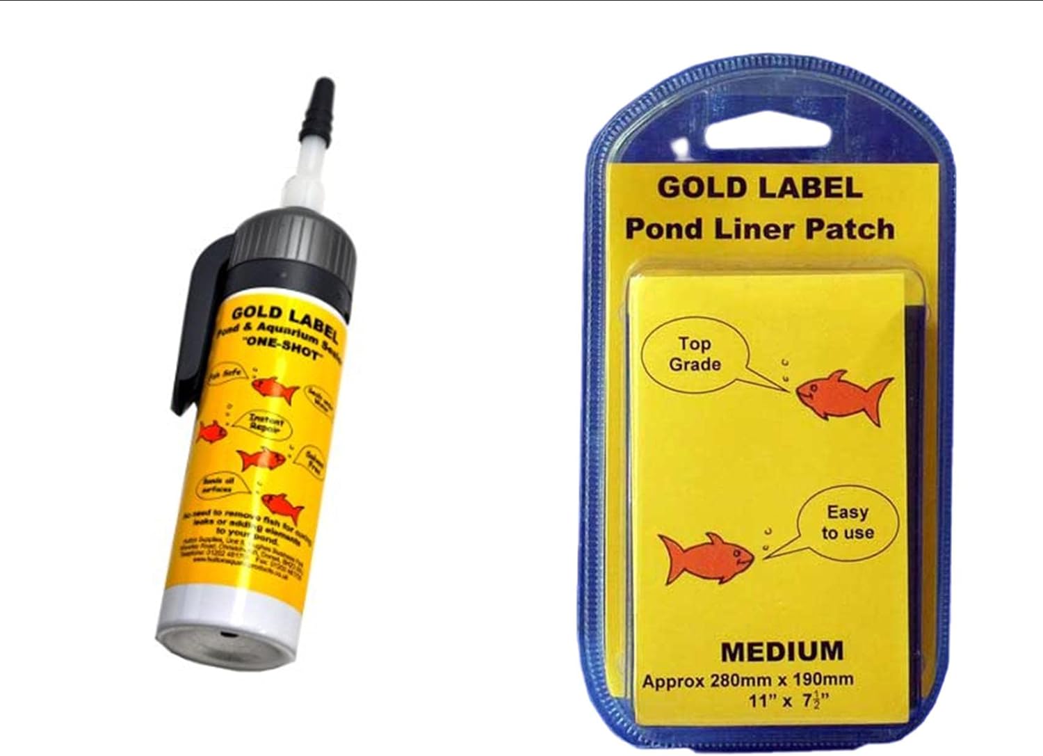 Water Garden Koi Fish Pond Liner Leak Repair Patch Kit, Includes Gold