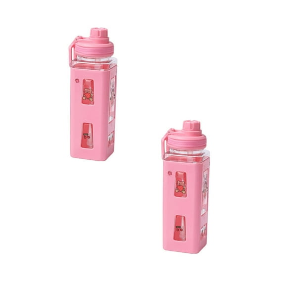 Clearance Glass&Bottle under $8 Kawaii Water Bottle With Cute Large Water Bottles With Kawaii Stickers Aesthetic Leakproof Square Drinking Bottle