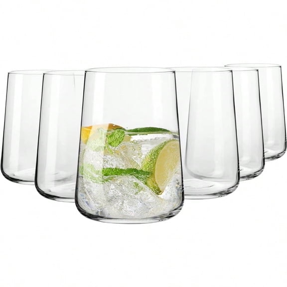 Water Glasses Set Of 6 16.6 Fl Oz Water Drinks Juice Infinity Collection LeadFree Lightweight Glass Everyday Drinking Glass Dishwasher Made In Europe