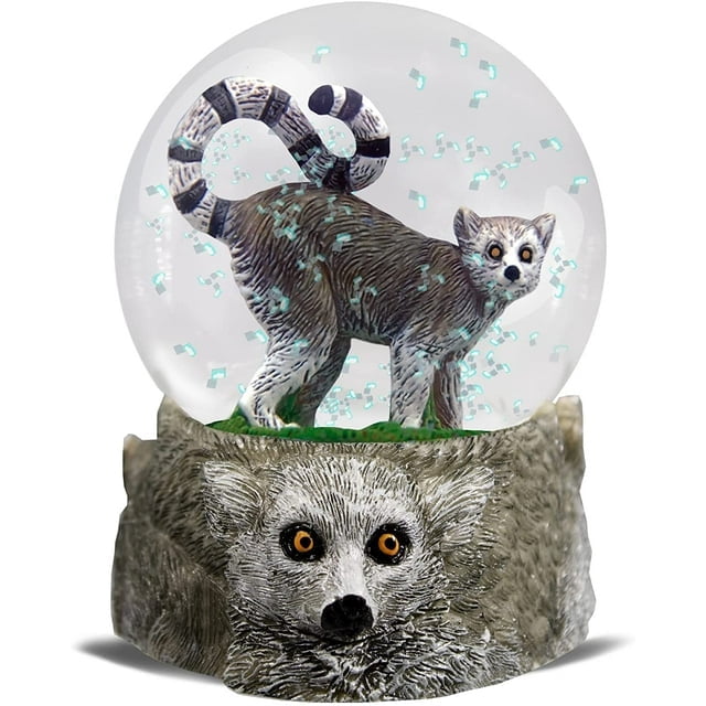 Water Globe - Ring-Tailed Lemur from Deluxebase. Snow Globe Animal Decor  with Lemur Figurines. Glass Glitter Globe with Resin Figurine and Molded