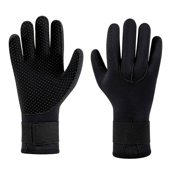 Water Gloves, 5mm Neoprene Five Finger Gloves Warm Wetsuit Winter Gloves with Adjustable Waist Strap for Scubas Diving