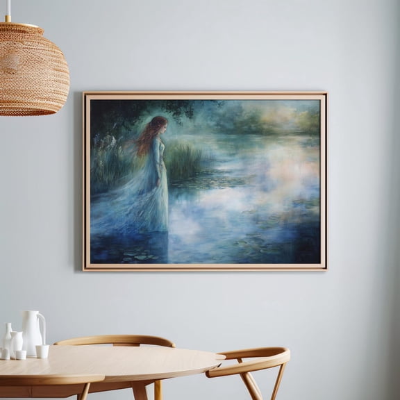 Water Goddess Misty Pond Vintage Ethereal Woman Spirit Celtic Mythology Folklore Art, Unframed Poster