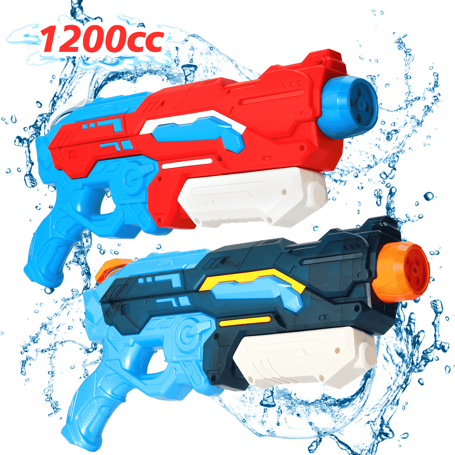 Henotian Water Guns for Kids - 1200cc 2 Pack Super Soaker Water Gun, Water Blaster Leakproof Pool Water Blaster Squirt Blaster for Kids, Adults, Summer Outdoor Toys for Kids