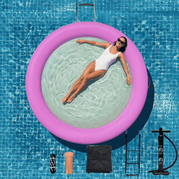 Mvpipi Water Hammock Inflatable Sunchill Ring with Mesh Design, Heavy Duty Inflatable Platform for Ocean, Lake & Swimming Pool, 10FT