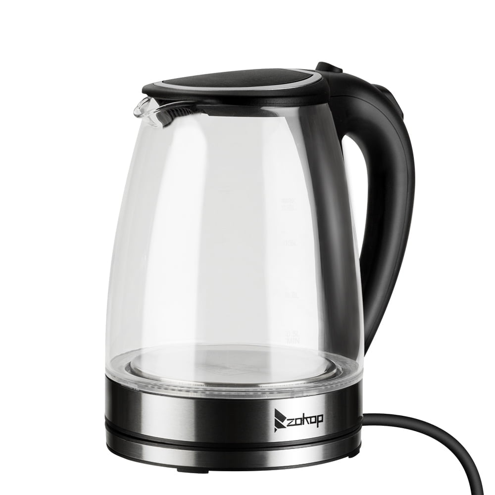 Water Heater, 1.8L Electric Glass Hot Kettle with Auto Shut-off and Boil-Dry Protection Black