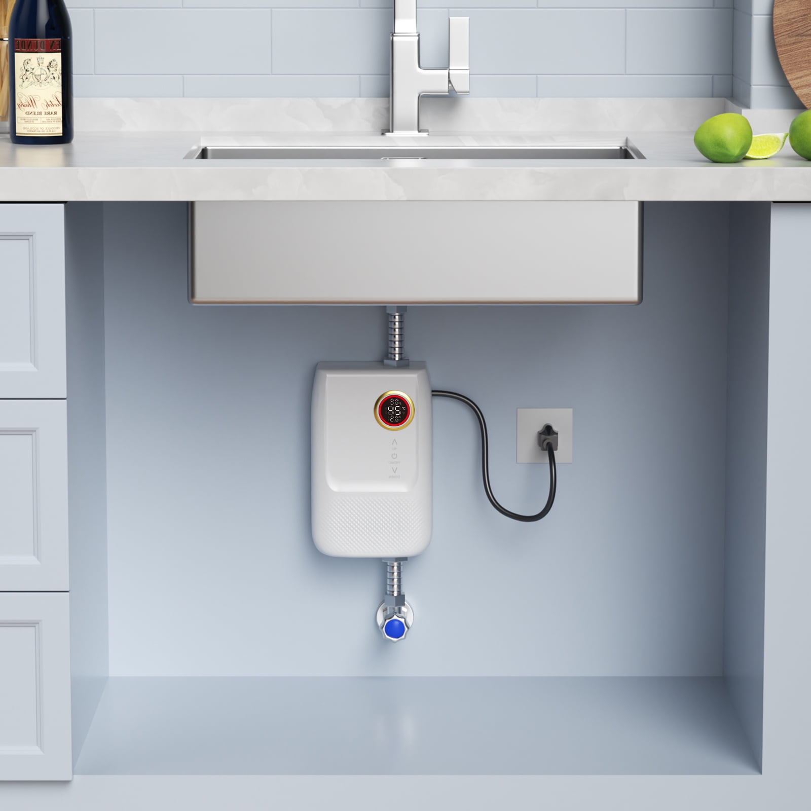 Water Heater, 3000W, Instant Hot Water, Energy-Efficient, ABS and Cast Aluminum, Remote and Touch Screen Control, Space-Saving Wall-Mountable Design