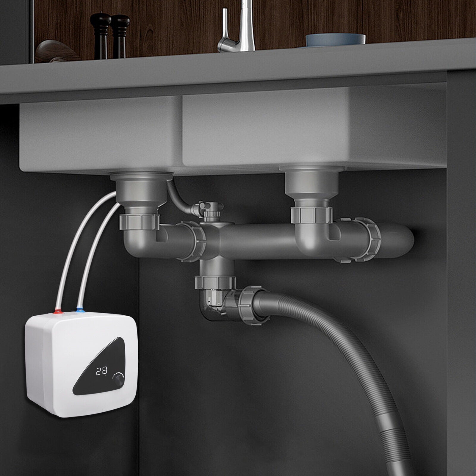 Water Heater Electric Mini-Tank, 110V 4 Gallons 1.5KW Instant Point of Use Hot Water Heater for Rv Trailer Bathroom Kitchen Under Sink Counter Cupboard, Calentador de Agua Electrico 15L