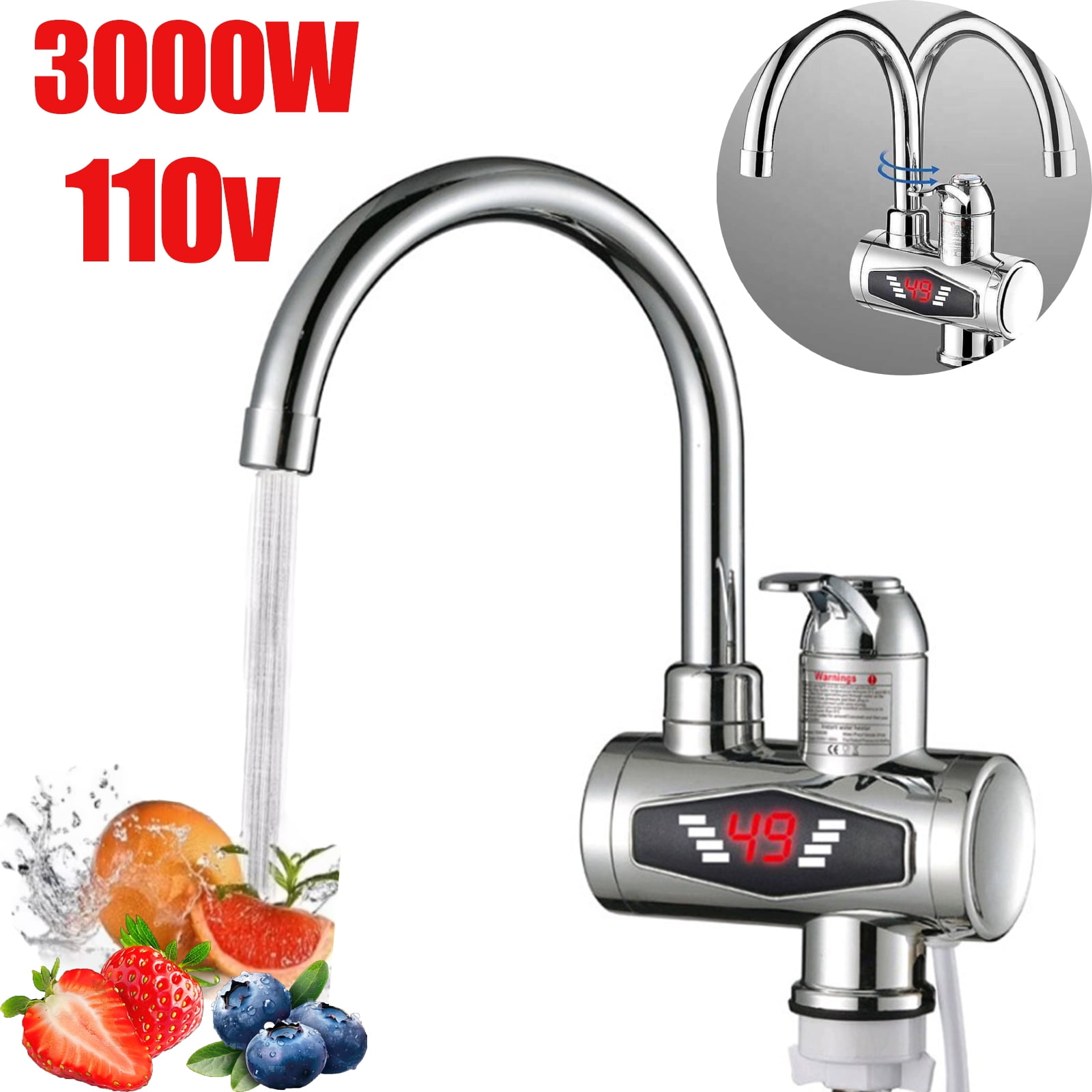 Water Heater Faucet,3000W Instant Tankless Electric Hot Water