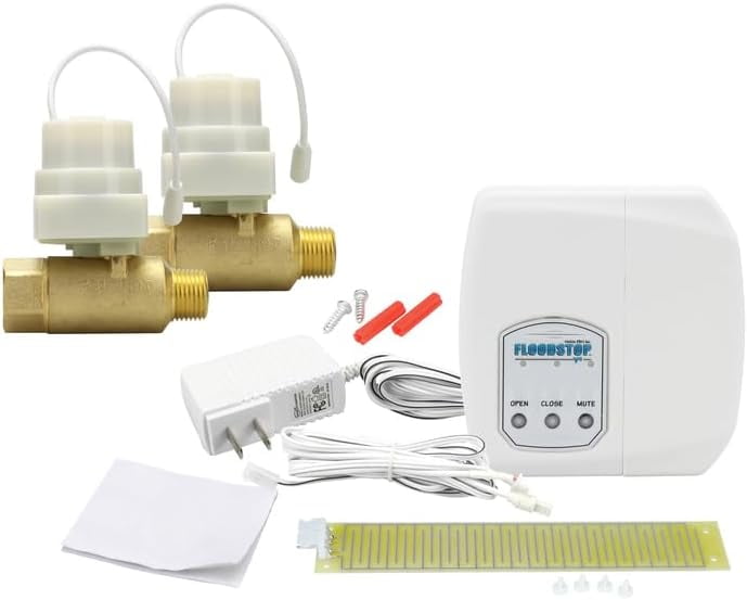 Water Heater Leak Detector Kit with Automatic Water Shut-Off and Visual/Audible Alarms, 1/2" NPT