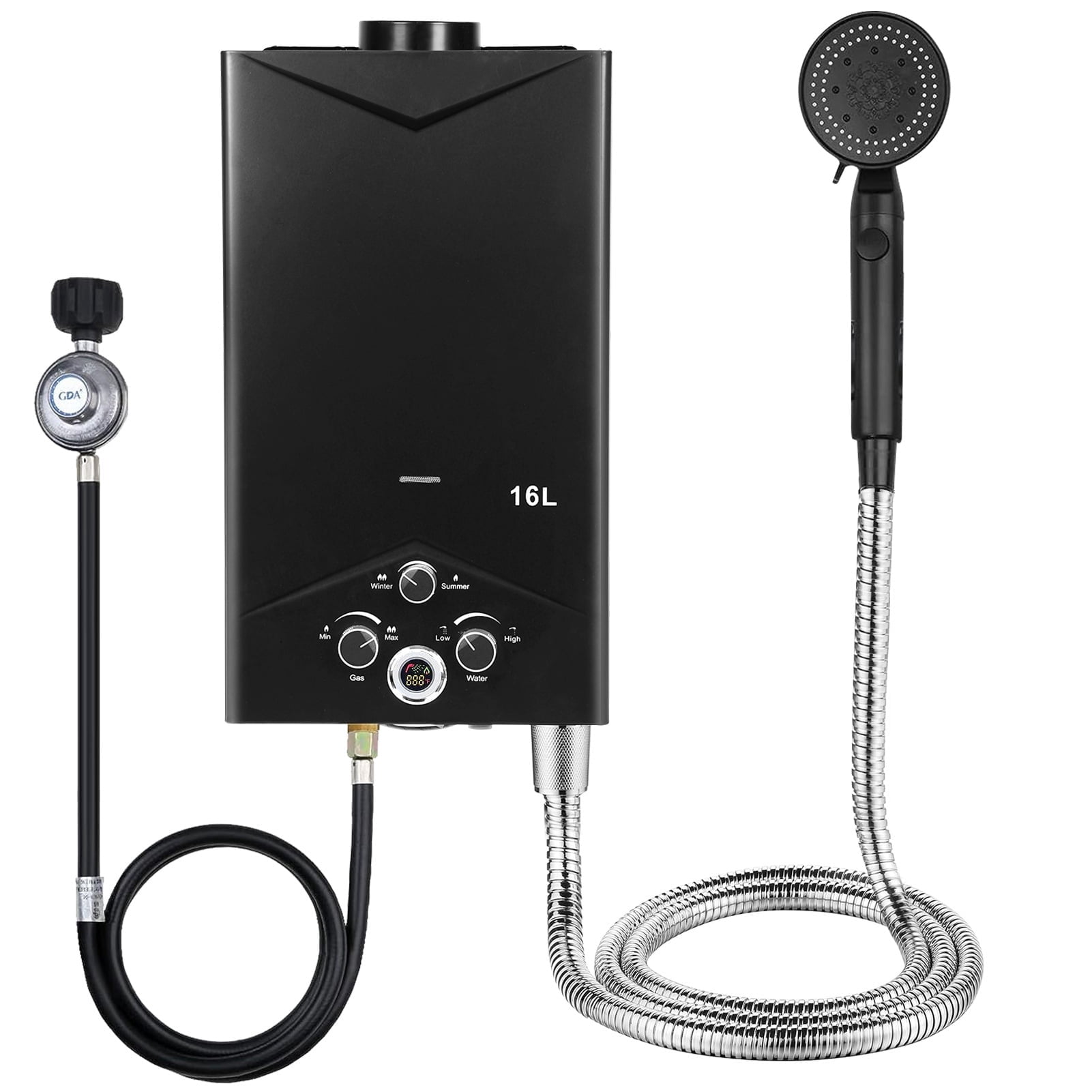 Seipola Water Heaters 4.21GPM 16L, Outdoor Portable Gas Hot Water Heaters, Fast Constant Temperature Water Heaters, Portable Water Heaters with Digital Display, Sprinkler-1 Set
