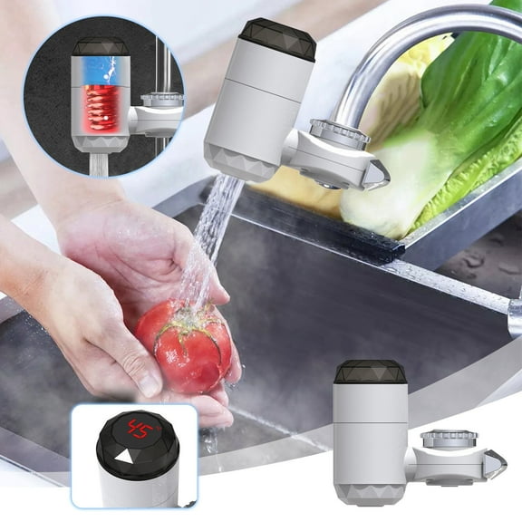 Water Heating Faucet, Tankless Water Heater, Instant Heating Appliance, Smart Digital Display Heating Device for Kitchen Garage Cottage Villa Household Indoor Daily Water Supply