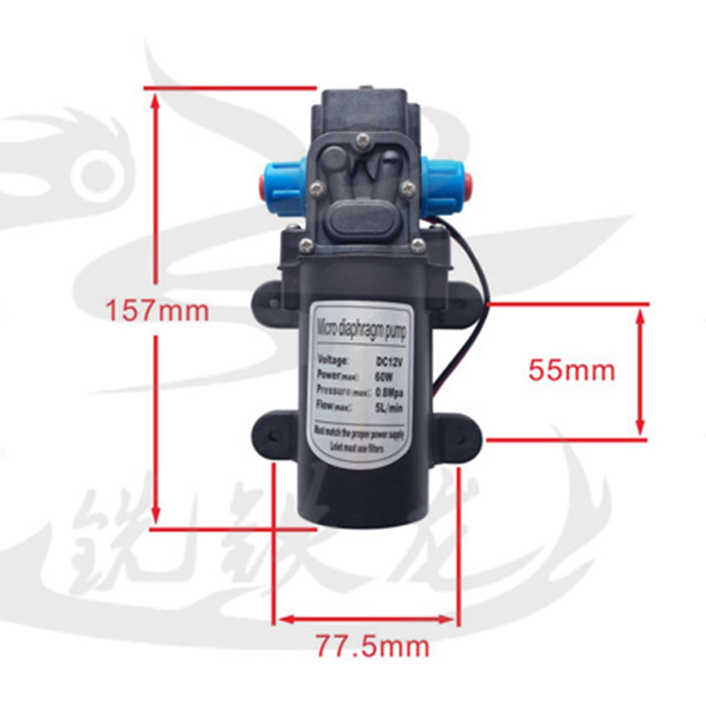 12V 60W High Pressure Diaphragm Self Priming Water Pump 5LPM 115psi 1