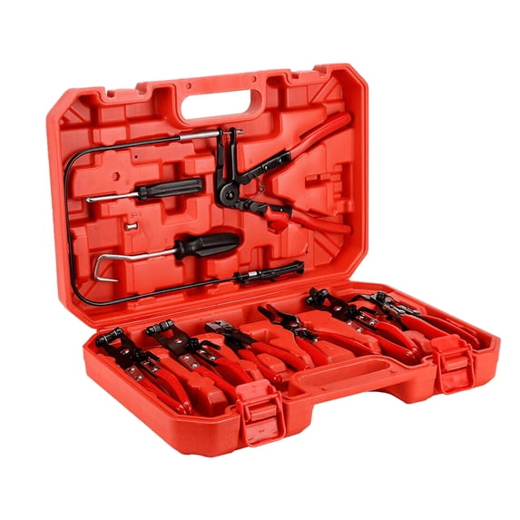 Water Hose Clamp Pliers Set, Flexible Hose Clamp Tool, Automotive Tools Hose Clamp Kit, Red, 9PCS