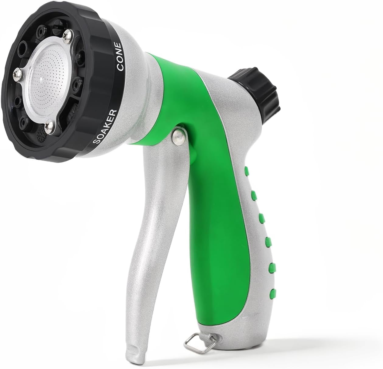 Water Hose Nozzle with Removable Spray Disc, Heavy Duty Garden Hose Nozzle with 6 Spray Patterns, High Pressure Hand Sprayer for Watering Plants, Washing Cars & Pets, Front Trigger