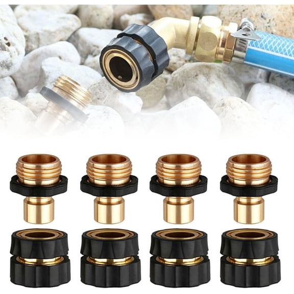 Water Hose Quick Connect Kit – Garden Hose Quick Connector Fittings, 3/4 Inch Universal Adapter, Quick Release Mechanism, Leakproof, for Garden Irrigation, Pressure Washer