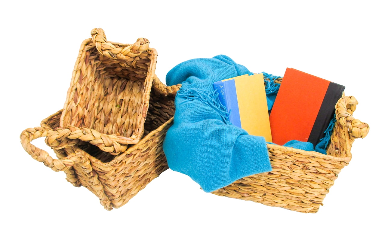 Water Hyacinth Braided Handled Nesting Baskets by Blue Ridge Basket Co. (Set of 3)