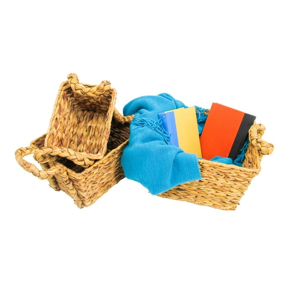 Water Hyacinth Braided Handled Nesting Baskets by Blue Ridge Basket Co. (Set of 3)